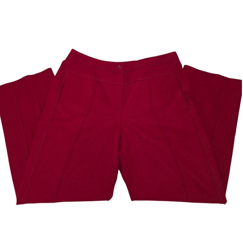 Vtg Harve Benard Red Wool Seamed Cropped Wide Leg Trouser Pants Womens 12 READ